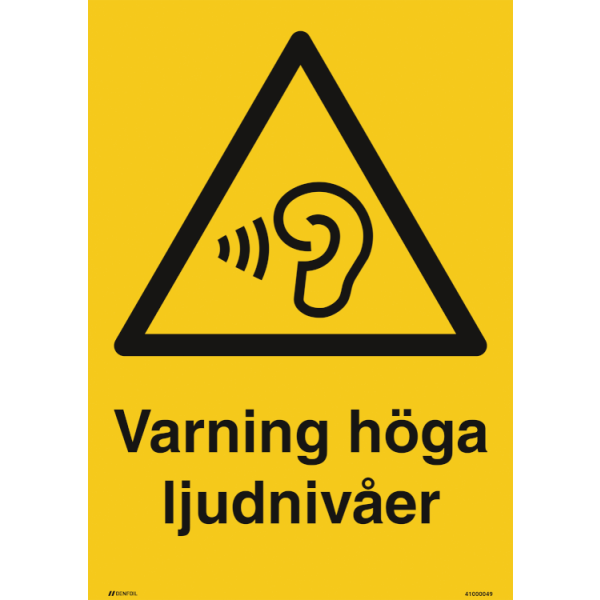 Varning för höga ljudnivåer - Varningsskylt ISO 7010 W038