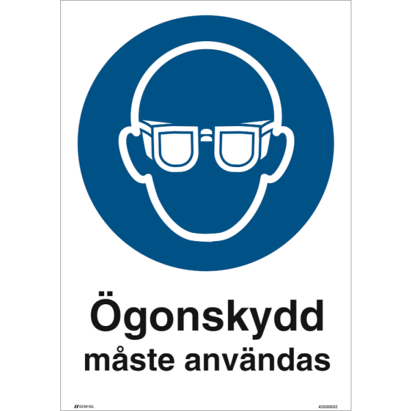 Ögonskydd måste användas - Påbudsskylt ISO 7010 M004