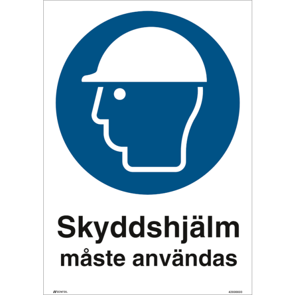 Skyddshjälm måste användas - Påbudsskylt ISO 7010 M014
