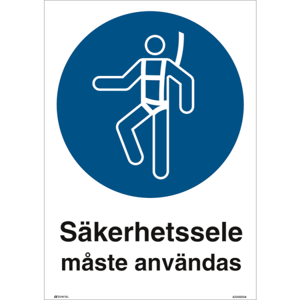 Säkerhetssele måste användas - Påbudsskylt ISO 7010 M018