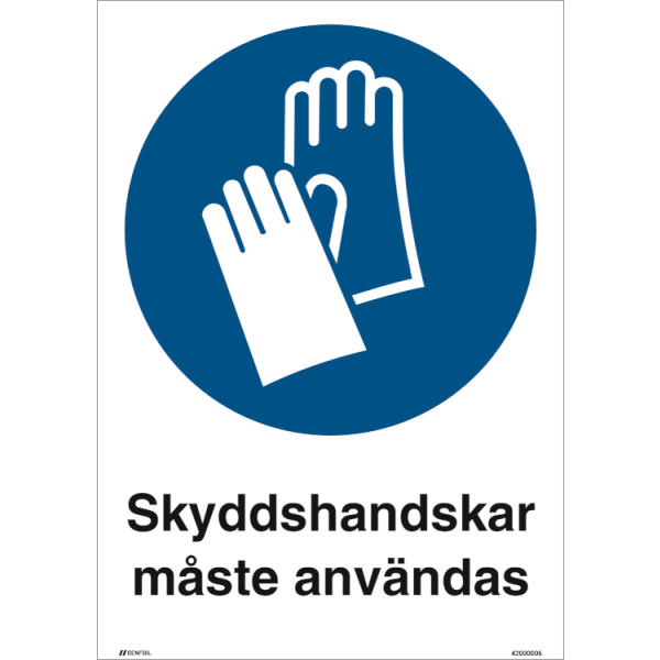 Skyddshandskar måste användas - Påbudsskylt ISO 7010 M009