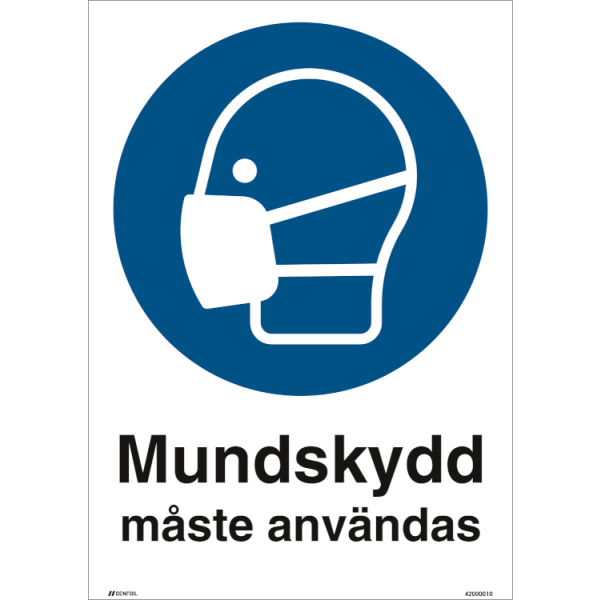 Mundskydd måste användas - Påbudsskylt ISO 7010 M016