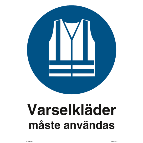 Varselkläder måste användas - Påbudsskylt ISO 7010 M015