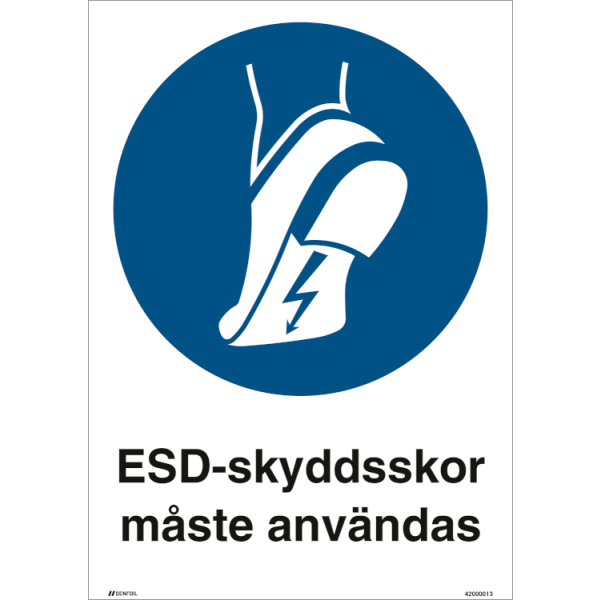ESD-skyddsskor måste användas - Påbudsskylt ISO 7010 M032