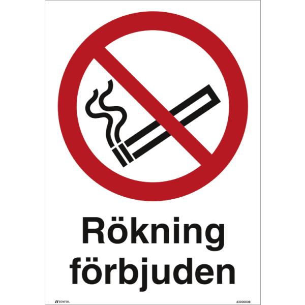 Rökning förbjuden - Förbudsskylt ISO 7010 P002
