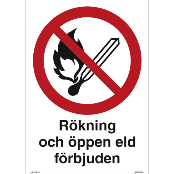 Rökning och öppen eld förbjuden - Förbudsskylt ISO 7010 P002