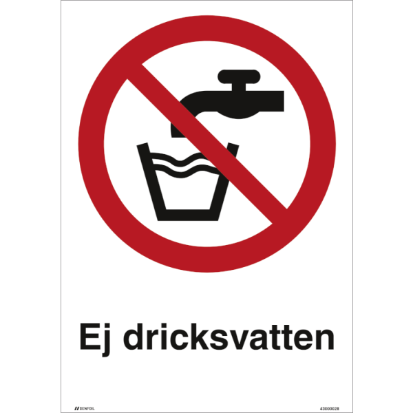 Ej dricksvatten - Förbudsskylt ISO 7010 P005