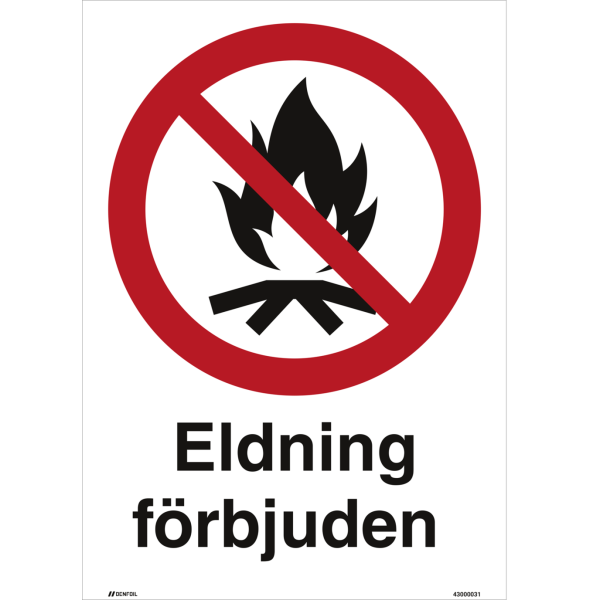 Eldning förbjuden - Förbudsskylt ISO 7010 P045