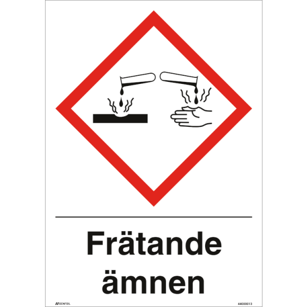 Frätande ämnen GHS skylt