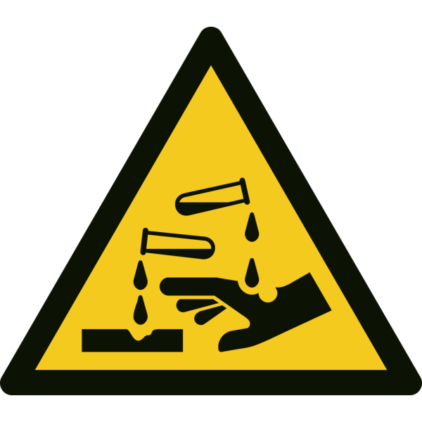 Frätande ämne - Varningsskylt ISO 7010 W023