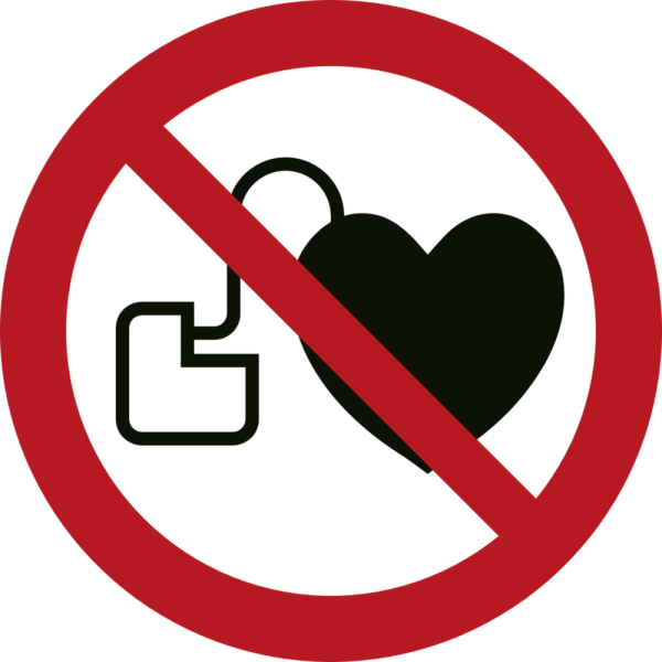 Tillträde förbjudet för personer med pacemaker - Förbudsskylt ISO 7010 P007