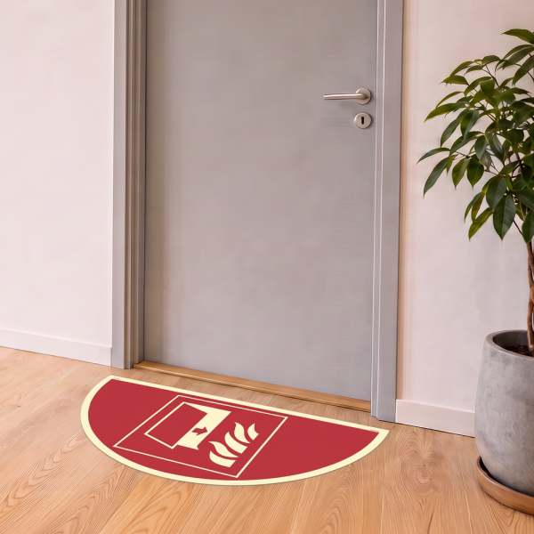 Branddörr - Efterlysande Golvskylt - ISO 7010