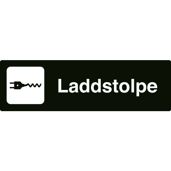 Laddstolpe - svart hänvisningsskylt utan pil, 150 x 500 mm 3 mm alu-sandwich