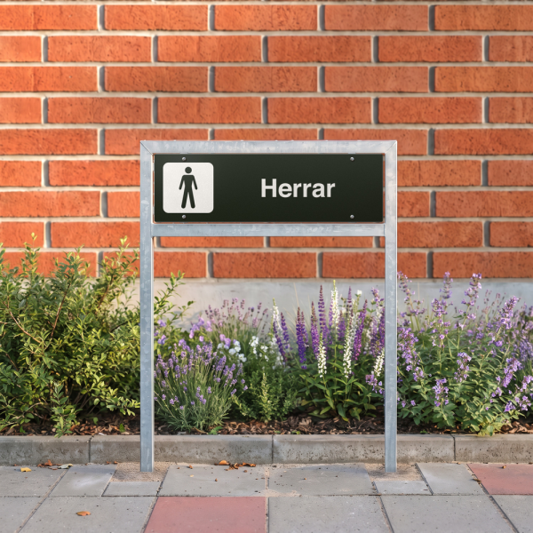Herrar - svart hänvisningsskylt utan pil, 150 x 500 mm 3 mm alu-sandwich