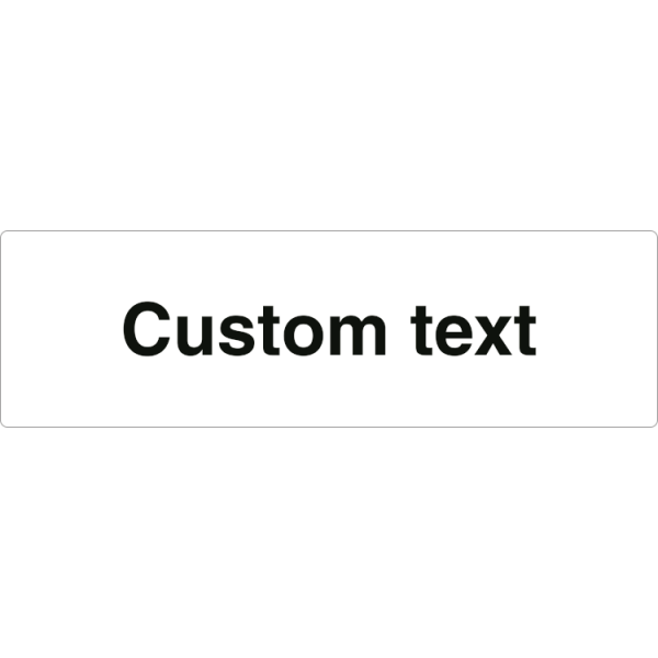 Hänvisningsskylt – vit hänvisningsskylt utan pil och valfri text, 150 x 500 mm 3 mm alu-sandwich