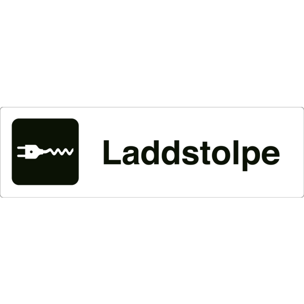 Laddstolpe - vit hänvisningsskylt utan pil, 150 x 500 mm 3 mm alu-sandwich