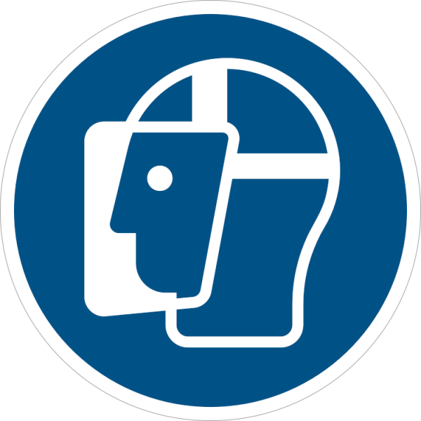Ansiktsskydd obligatoriskt - Påbudsskylt ISO 7010 M013