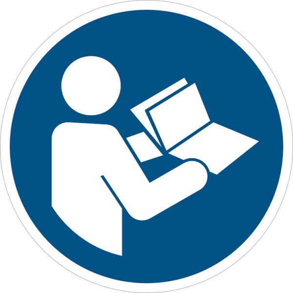 Läs bruksanvisningen - Påbudsskylt ISO 7010 M002