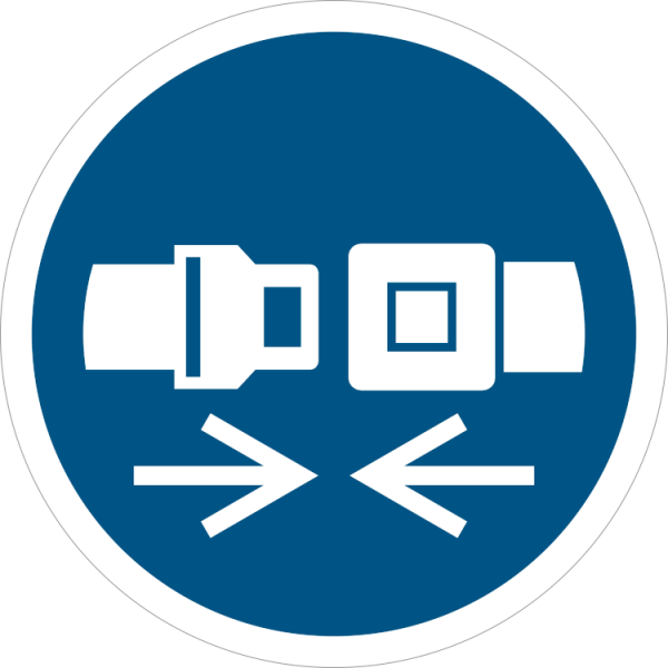 Obligatoriskt säkerhetsbälte - Påbudsskylt ISO 7010 M020