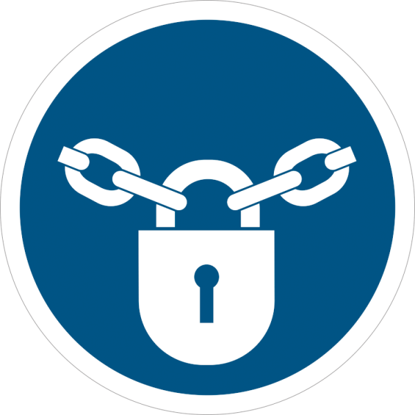 Håll den låst - Påbudsskylt ISO 7010 M028
