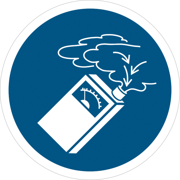 Gasvarnare obligatorisk - Påbudsskylt ISO 7010 M048