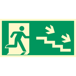 Utrymningsväg trappa ner höger  utrymningsskylt - ISO 7010