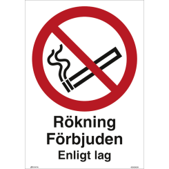 Rökning Förbjuden Enligt lag förbudsskylt - ISO 7010