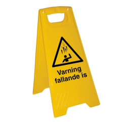 Golvskylt Varning fallande is - Plast 600 x 300 mm