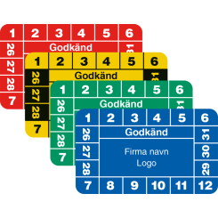 Godkänd - Kontrollmärken med företagsnamn