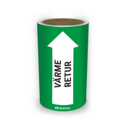 SIS Rörmärken med text "Värme retur" - Grön, flera varianter